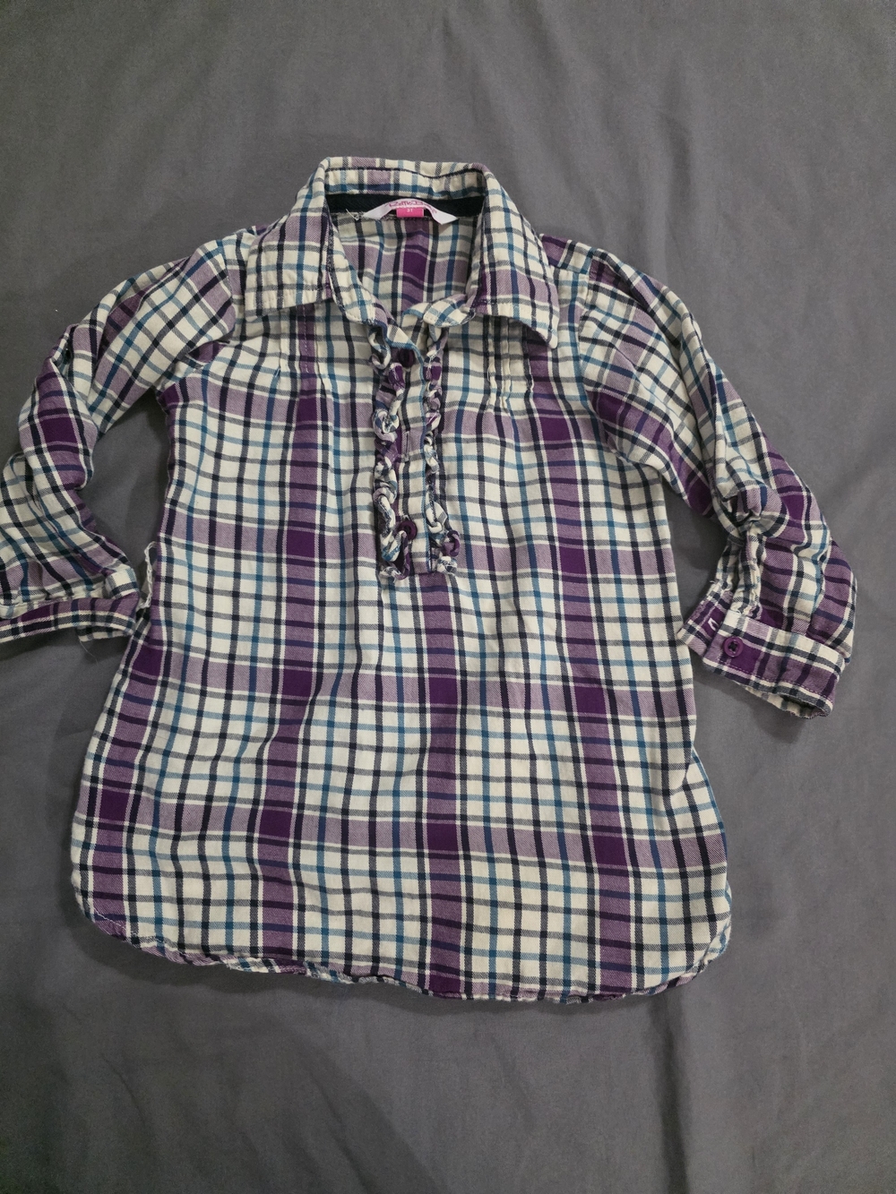 Ruffle Butts Purple Plaid Tunic Top